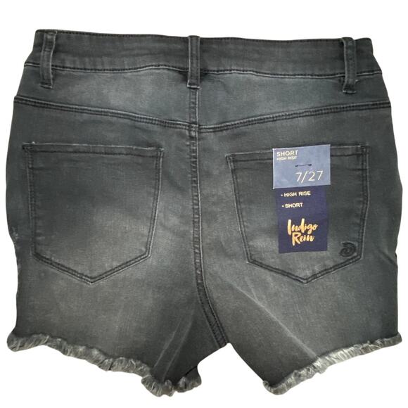 Black Distressed women's button up shorts - Picture 3 of 8